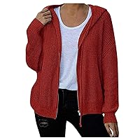 RMXEi Women's Hooded Zipper Cardigan Thick Knit Sweater Jacket Big Coat