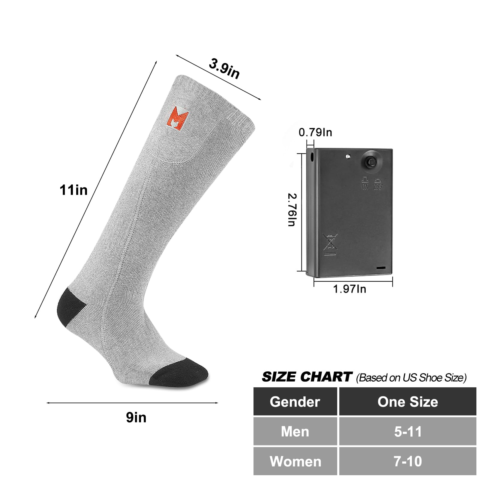 Heated Socks for Men Women, Battery Heated Socks, Electric Heating Socks for Men Women Camping Fishing Cycling Skiing Skating Hunting Hiking