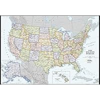 National Geographic Maps: United States Contemporary Wall Map - Compact - 23.25 x 16 inches - Front Lamination