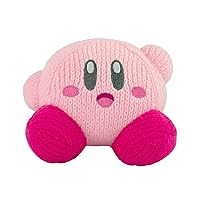 TOMY Nuiguru Knit Kirby Plush - Waving Kirby Plushie - Crochet Plushies - Collectible Crochet Stuffed Animals - Soft Cozy Plush Toys and Kirby Room Decor - 6 Inch
