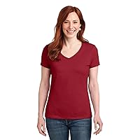 Hanes Women's Nano-T V-Neck T-Shirt_Deep Red_XS