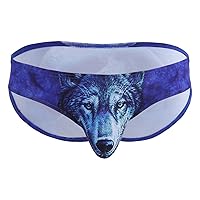 FEESHOW Mens 3D Wolf/Leopard Animal Print Bikini Briefs Funny Underwear Panties