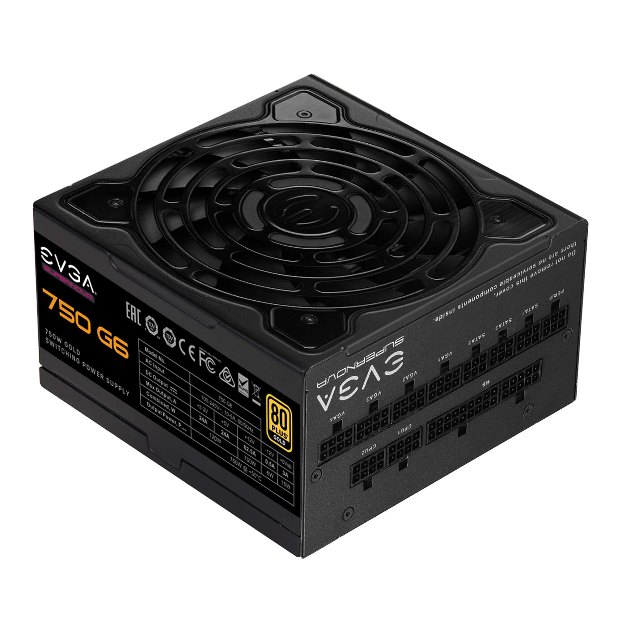 EVGA SuperNOVA 750 G6, 80 Plus Gold 750W, Fully Modular, Eco Mode with FDB Fan, 10 Year Warranty, Includes Power ON Self Tester, Compact 140mm Size, Power Supply 220-G6-0750-X1