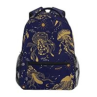 ALAZA Boho Moon Sun Mushroom Backpack for Women Men,Travel Trip Casual Daypack College Bookbag Laptop Bag Work Business Shoulder Bag Fit for 14 Inch Laptop