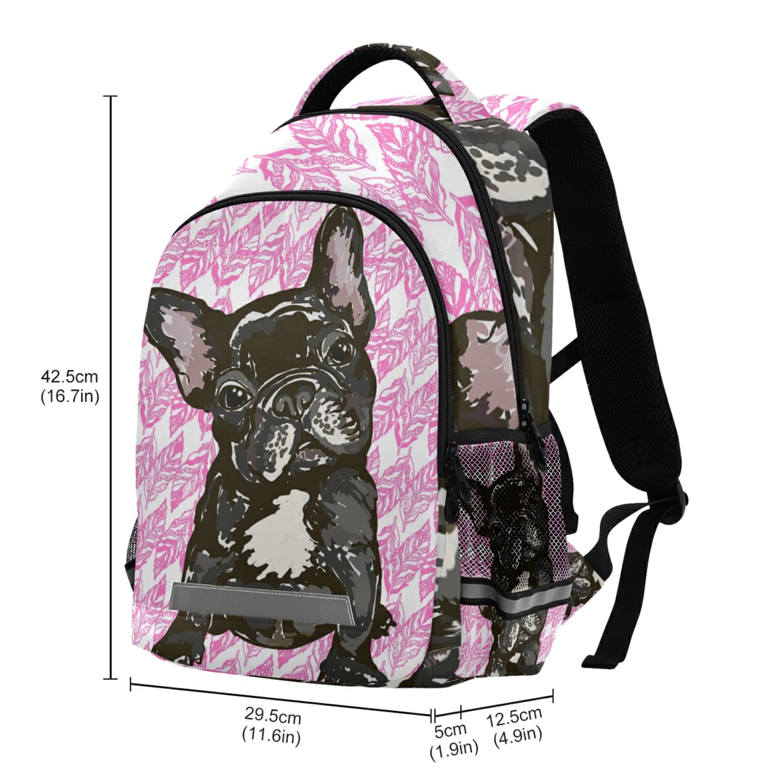ALAZA Puppy French Bulldog Backpacks Travel Laptop Daypack School Book Bag for Men Women Teens Kids one-size