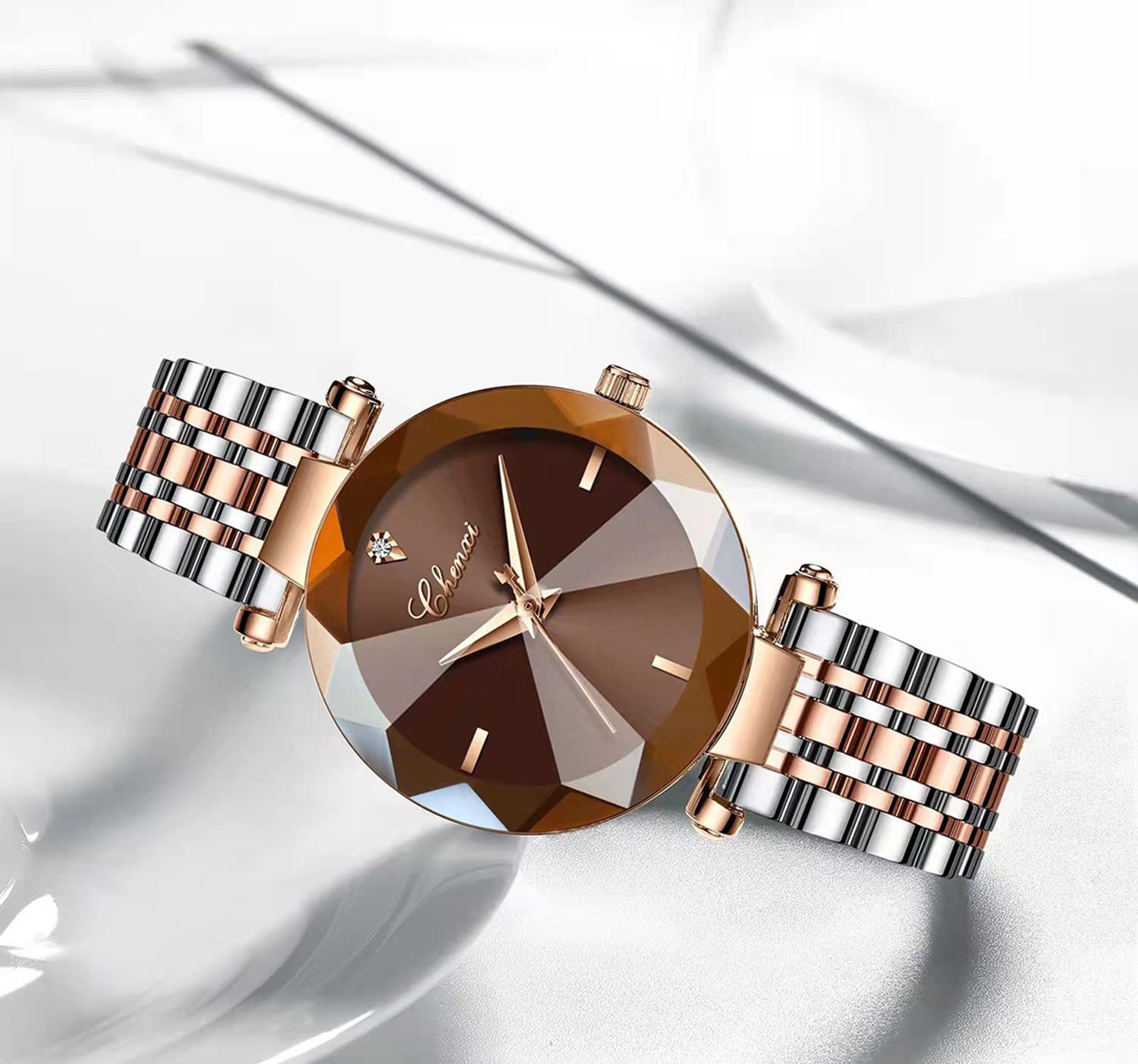 BESTKANG Watches for Women Analog Quartz Watch Fashion 3D Dial Stainless Stee Watches Girls Ladies Wrist Watch