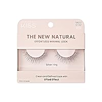 KISS The New Natural, False Eyelashes, Silver Ring', 12 mm, Includes 1 Pair Of Lash, Contact Lens Friendly, Easy to Apply, Reusable Strip Lashes