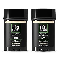 Tiege Hanley Natural Aluminum-Free Deodorant for Men - Sandalwood Scent, 2-Pack - Mens Deodorant for All Skin Types Including Sensitive Skin - Paraben-Free & Talc-Free Men's Deodorant