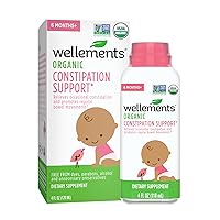 Wellements Organic Constipation Support | Safe and Gentle Organic Constipation Relief for Infants, Babies and Toddlers | No Harsh Laxatives | USDA Certified Organic | 4 Fl Oz. 6 Months +
