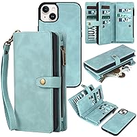 Wallet Case Compatible with iPhone 15,Detachable Magnetic Phone Case,All-Round Protective Leather Phone Case with Card Holder,6.1 in,Blue