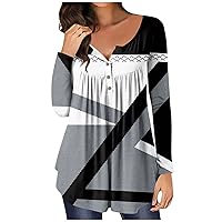 Long Sleeve Shirts for Women Fashion Cute Going Out Tops Tunic Casual Plus Size Comfy Crewneck Sweatshirt Aesthetic Clothes