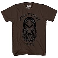 Speak Wookie to Me Chewbacca Wookiee Chewie The Last Jedi Movie Porgs Funny Humor Pun Adult Men's Graphic Tee T-Shirt Apparel (Brown, Large)