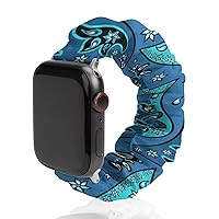 Blue Paisley Pattern Watch Band Soft Scrunchie Watch Strap Sport Strap Compatible with