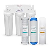 Max Water 3 Stage (Good for City Water) 10 inch Standard Water Filtration System for Whole House - Sediment + GAC + CTO Post Carbon - ¾