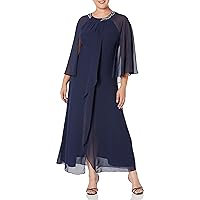 S.L. Fashions Women's Jewel Neck Drape Front Dress