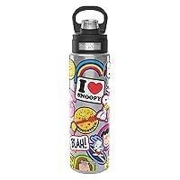 Peanuts Sticker Collage Triple Walled Insulated Tumbler Travel Cup Keeps Drinks Cold, 24oz Wide Mouth Bottle, Stainless Steel