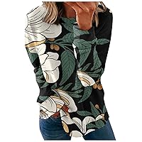 Fall Long Sleeve Shirts for Women Crew Neck Sweater Top Printed Blouse Casual Sweatshirts Loose Trendy Pullover