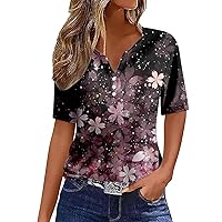 Womens Summer Tops Casual Short Sleeve Crew Neck Shirts Outdoor Plus Size Tops Slim-Fit Tee Shirts