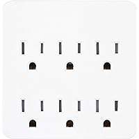 GE 6-Outlet Extender Surge Protector, Tamper-Resistant Safety Outlets, Automatic Shutdown Technology, 440 Joules, Great for Holiday Lighting/Decorations, 3-Prong, White, 37155
