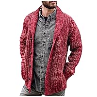 Cardigan Mens Sweater Casual Stylish Shawl Collar Cardigan Cable Knitted Button Up Cardigan Sweaters
