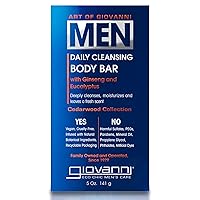 Giovanni Men’s Daily Cleansing Body Bar With Ginseng & Eucalyptus, Vegan Friendly, 5 Ounce (Pack of 1)