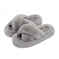 Women's Slippers Memory Foam House Bedroom Slippers for Women Fuzzy Plush Comfy Faux Fur Lined Slide Shoes Anti-Skid Sole Trendy Gift Slippers