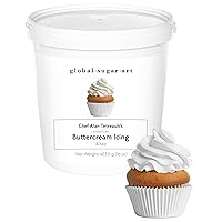 Global Sugar Art Cake & Cupcake Buttercream Frosting, Decorator Icing White, Firm, 16 Ounces by Chef Alan Tetreault