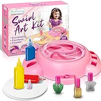 Spin Art Machine Set, by Artcreativity Swirl Painting Kit for Kids, Includes Splatter Guard, 3 Squirt Paint Bottles, 3 Bottles with Glitter, 20 Round Cards, & More | Engaging Arts & Crafts Activities