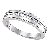 0.15 Carat (Ctw) Round Milgrain Diamond Band Ring 1/6 Ctw, Sterling Silver