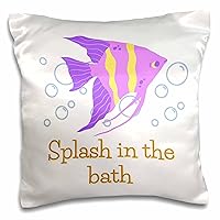 3dRose Colorful Fish with Text of Splash in The Bath - Pillow Cases (pc-377430-1)
