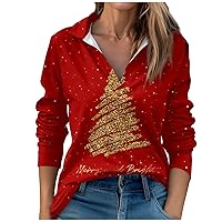 Womens Tops V Neck Pleated Snowflake Graphic Ladies Tops and Blouses Casual Oversized Womens Long Sleeve T Shirts