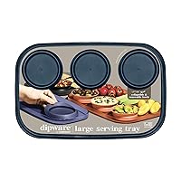 Madesmart dipware 3-Bowl Serving Tray for Appetizers and Snacks; Reusable Serving Tray with 3 Collapsible and Removable Multipurpose Bowl, Translucent Midnight