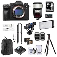 Sony Alpha 1 Mirrorless Camera Bundle with Flashpoint Speedlight Flash, 3Pod Tripod, RGB Light, 128GB SD Card, Backpack, 2X Battery, Dual Charger, SlideLITE Strap, and Accessories