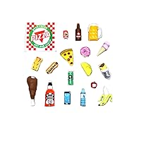 18 Piece Super Foodie Action Figure Accessories 1:12 and Six inch Scale Compatible Miniature Plastic Food Accessories That fit Most 5 to 7 inch Action Figures for Hilarious Photos