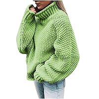 Women's Winter Warm Jumpers High Neck Chunky Sweater Casual Loose Knitted Pullover Soft Fashion Knit Sweaters