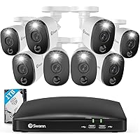 Swann Home DVR Security Camera System with 1TB HDD, 8 Channel 8 Camera, 1080p Full HD Video, Indoor or Outdoor Wired Surveillance CCTV, Color Night Vision, Heat Motion Detection, LED Lights, 845808