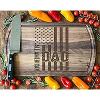 All American Dad with Flag Walnut Board, 16.75x10 in: Patriotic Father's Day Gift, Celebrating Dad's Love, Strength, Durable.