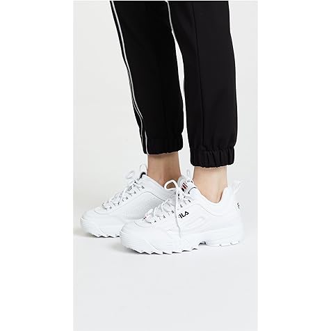 Women's Disruptor II Premium Comfortable Sneakers, White/Navy/Red, 10