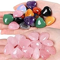 Bundle of 10PCS Rose Quartz Crystals Heart Thicken and 10PCS Colorful Assorted Heart Crystals Stones 0.8 * 0.8 * 0.4