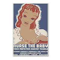 Breast Feeding and Proper Child Care | Mother Nursing a Baby circa 1936 | WPA Art Print Poster Vintage Wall Decor (24 x 36 inches)