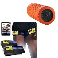 URBNFit Vibrating Foam Roller + BFR BANDS Bundle Blood Flow Restriction Bands -2 pc for Legs, Booty & Glutes, 3-Inch Wide Straps- DoubleWrap Occlusion Bands for Gym & Weight Lifting to Increase Muscle