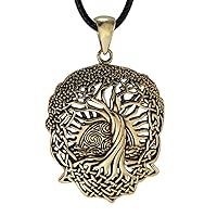 Bronze Celtic Knot World Tree of Life Pendant Necklace with Rising Sun