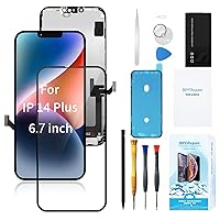 Premium iPhone 14 Plus Screen Replacement (A2632, A2885, A2886, A2887) 6.7inch 3D Touch Display Complete Repair kit Digitizer Assembly with Waterproof Adhesive, Full Coverage Tempered Glass, Tools