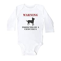 Baffle | Compatible with Onesies Brand Baby Bodysuit | Funny Baby Apparel | WARNING: PROTECTED BY A CHIHUAHUA | Unisex Romper