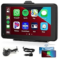 Wireless Apple Car Play Portable Car Screen, Podofo 7'' HD IPS Touchscreen Car Radio Receiver, Car Stereo with Android Auto/Mirror Link/Bluetooth/GPS/Voice Control/AUX/HD Backup Camera(7V-32V)