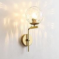 Wall Sconces Industrial Lighting，E27 Glass Indoor Wall Lamps Living Room Background Wall Corridor Balcony Wall Sconce Lighting Iron Art Indoor Wall Light (Color : Gold, Size : B)