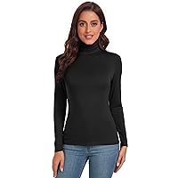 Women's Turtleneck Tops Casual Lightweight Slim Fitted Long Sleeve Base Layer Shirts