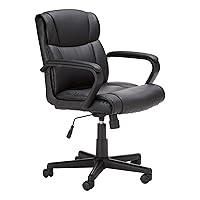 Padded Office Desk Chair with Armrests, Adjustable Height/Tilt, 360-Degree Swivel, 275 Pound Capacity, 24 x 24.2 x 34.8 Inches, Black
