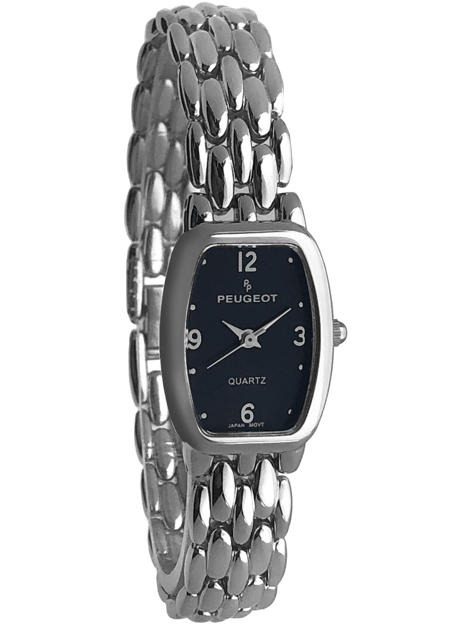 Peugeot Women's Cushion Shape Watch with Silver Panther Link Bracelet & Easy to Read Numbers