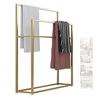 Freestanding Clothes Rack Towel Holder Standing for Bathroom Floor Metal Towel Rack Stand Alone Heavy Duty Sturdy and Rust Resistan/Gold/85 X 20 X 110